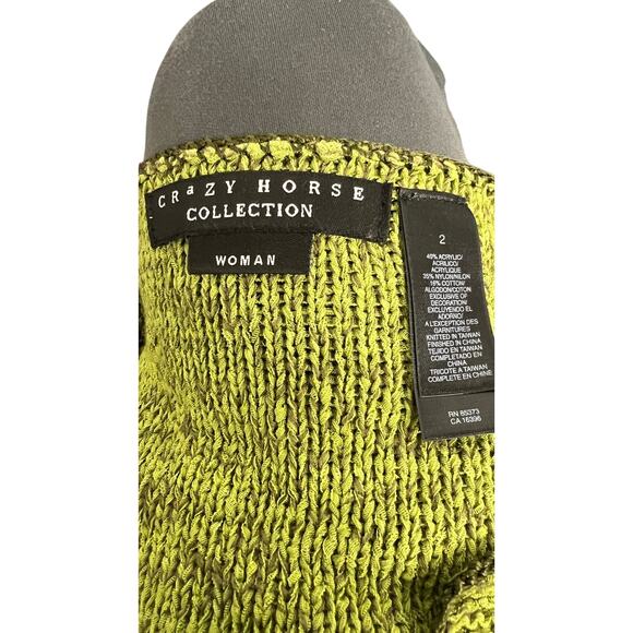 💚 Crazy Horse Collection Olive Knit Cardigan 2 – Textured Button Front Sweater - Picture 4 of 4